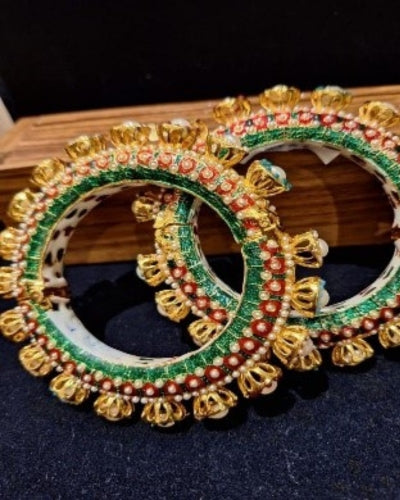 Rajwada Bangles with coloured Ruby & green stones