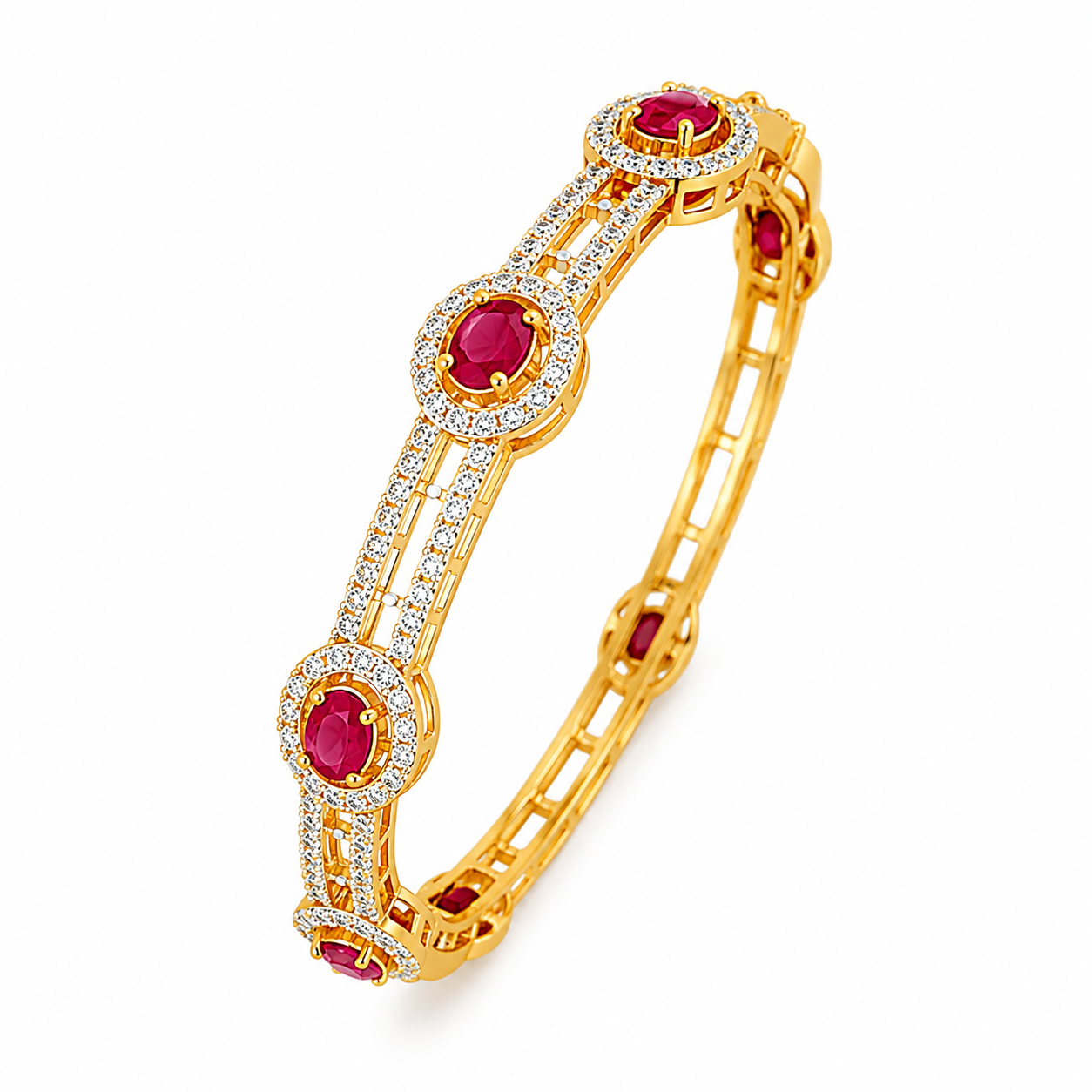 Red Stone Gold-Finish Bracelet
