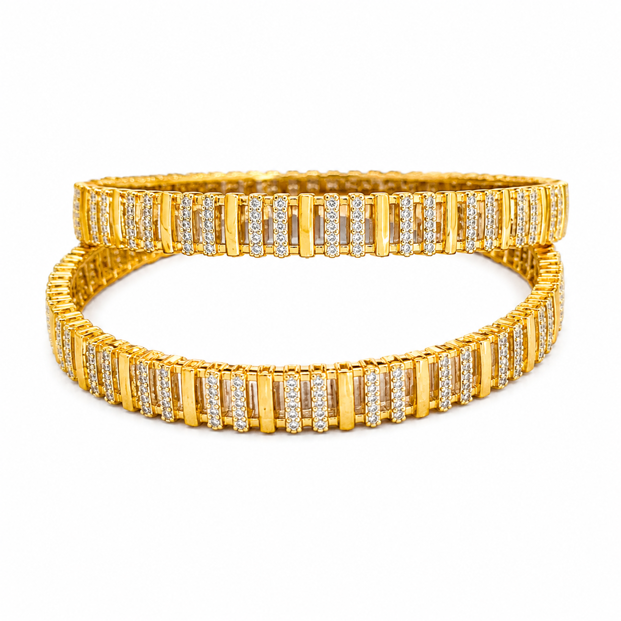 Radiant Gold Stone-Detail Bangle Set