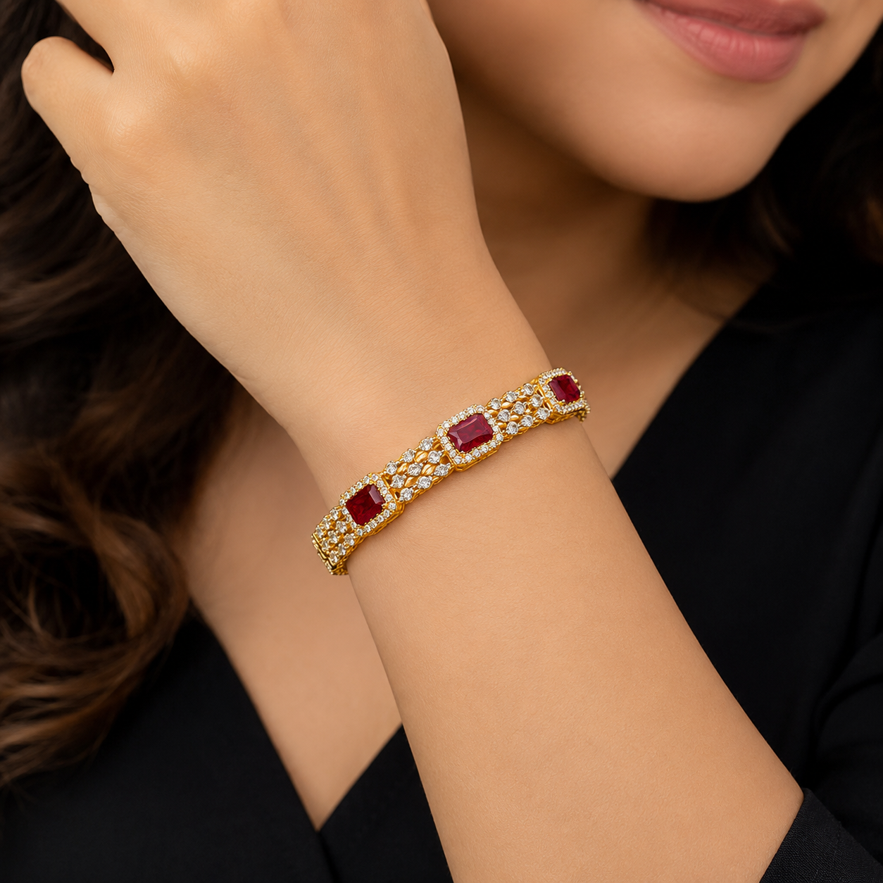 Ruby Red Crystal Bracelet