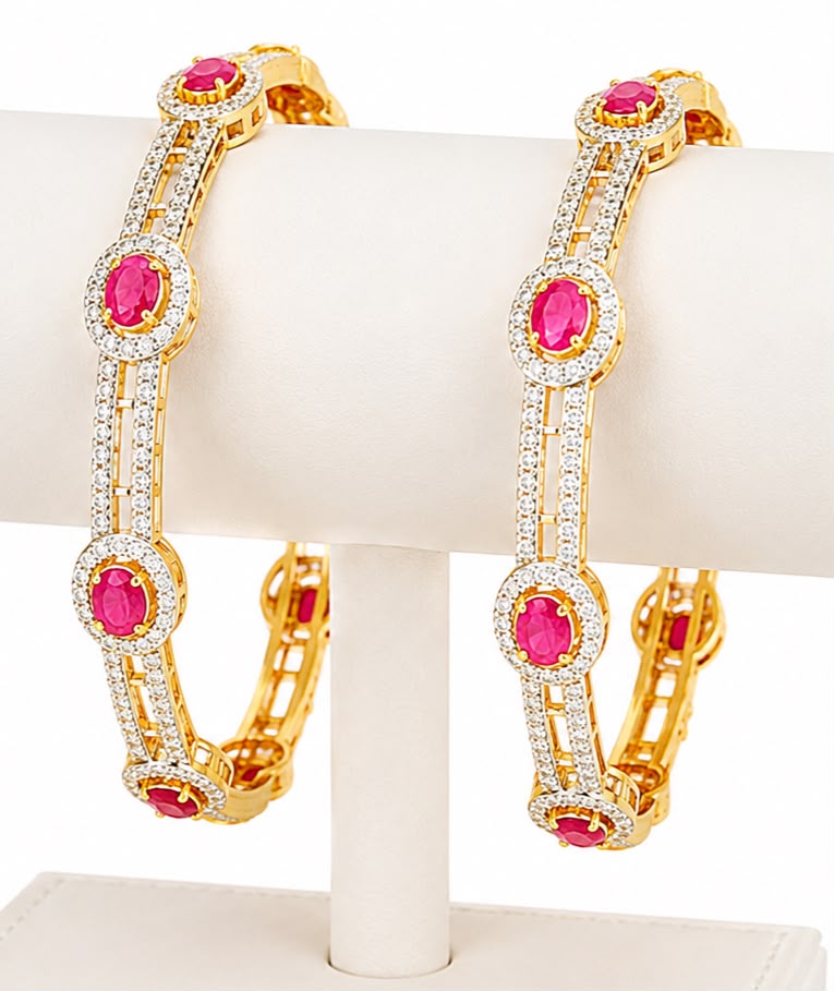 Red Stone Gold-Finish Bracelet