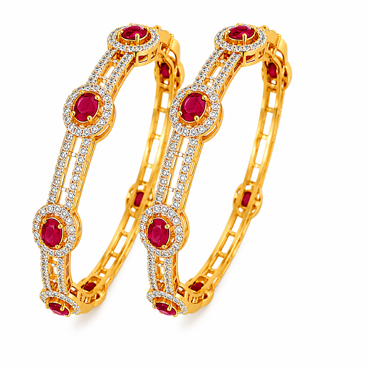 Red Stone Gold-Finish Bracelet