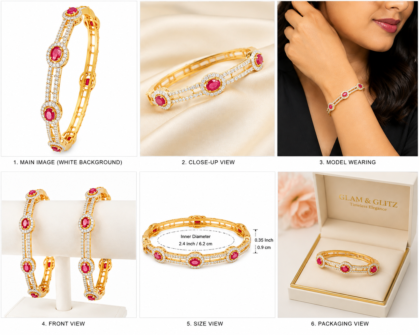 Red Stone Gold-Finish Bracelet