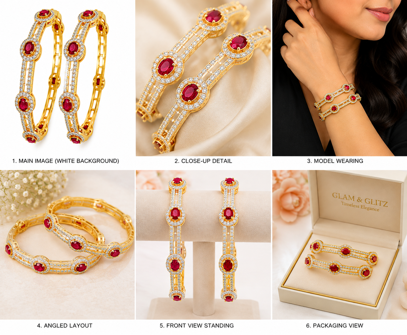 Red Stone Gold-Finish Bracelet