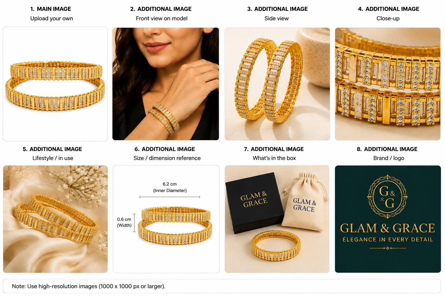 Radiant Gold Stone-Detail Bangle Set