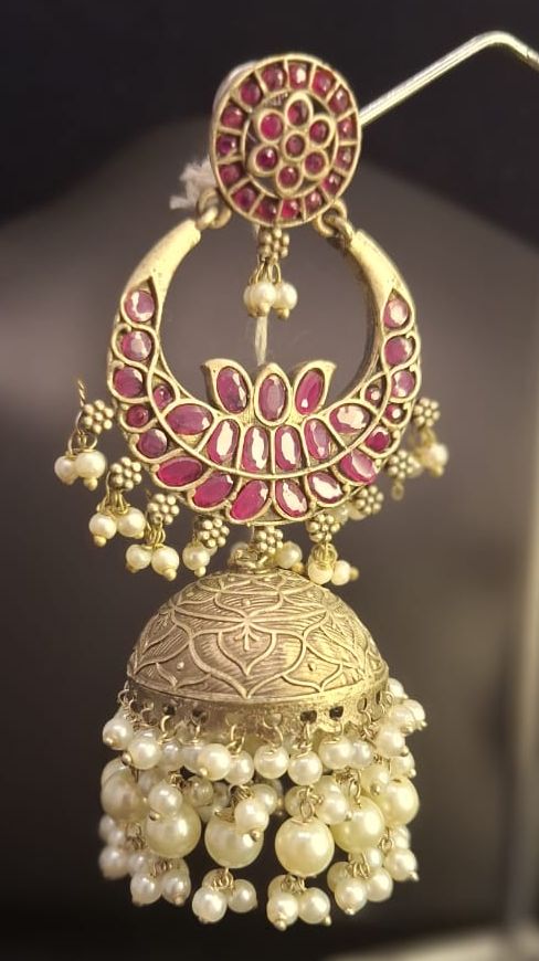 COLOURED KUNDAN GULNAAR PEARL JHUMKA