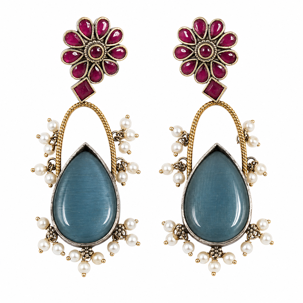 Blush Bloom Teardrop Statement Earrings