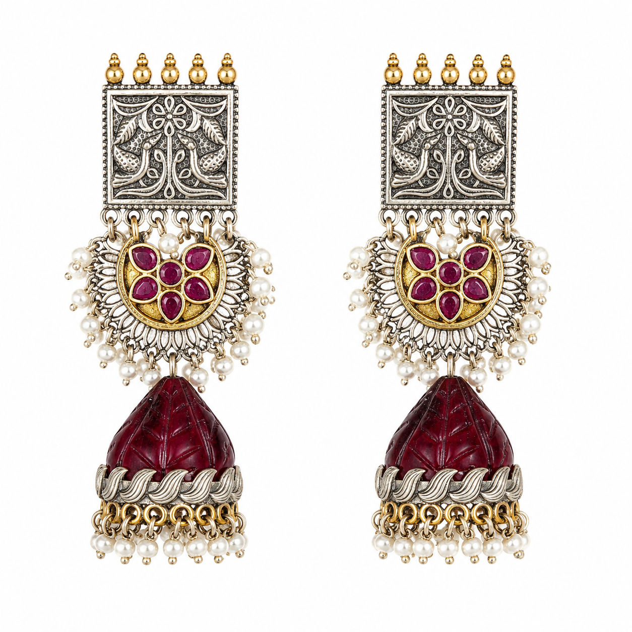 Crimson Heritage Jhumka Earrings
