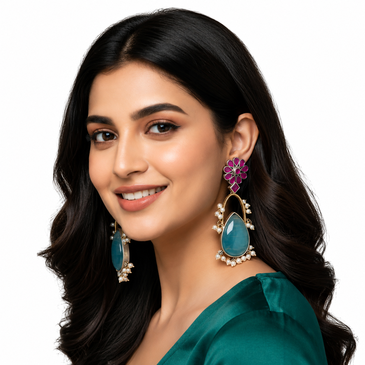 Blush Bloom Teardrop Statement Earrings