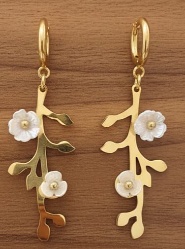 Elegant Floral Gold-Tone Drop Earrings for Women | Lightweight Statement Fashion Earrings