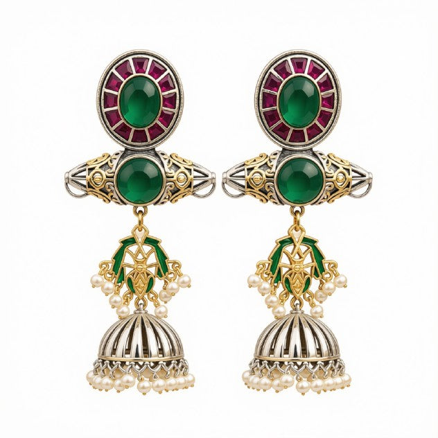 Emerald Grace Pearl Jhumka Earrings