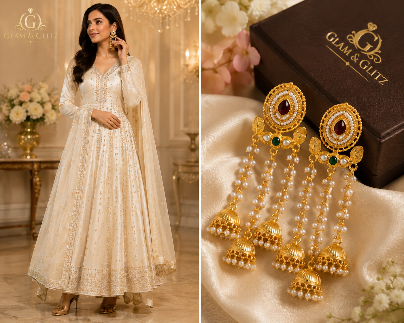 Royal Trinity Jhumka Long Earrings