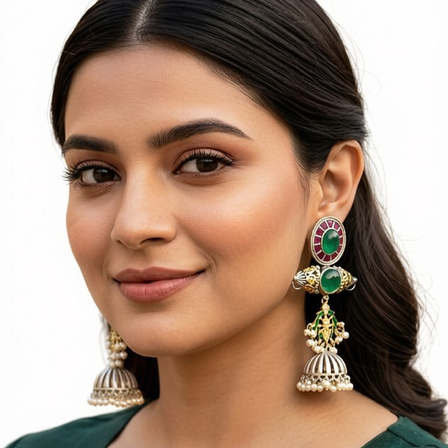 Emerald Grace Pearl Jhumka Earrings