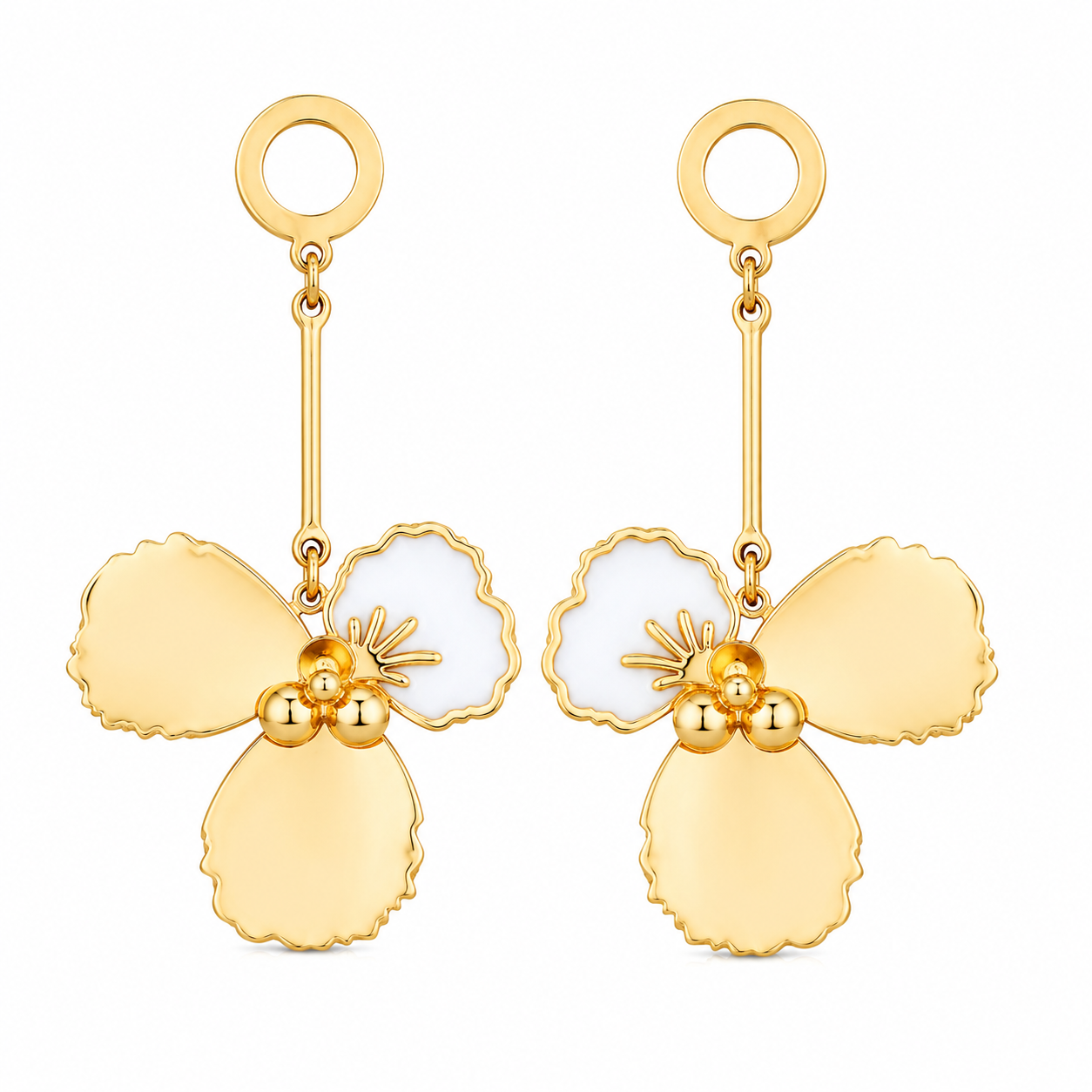 Elegant Floral Gold-Tone Drop Earrings for Women | Lightweight Statement Fashion Earrings
