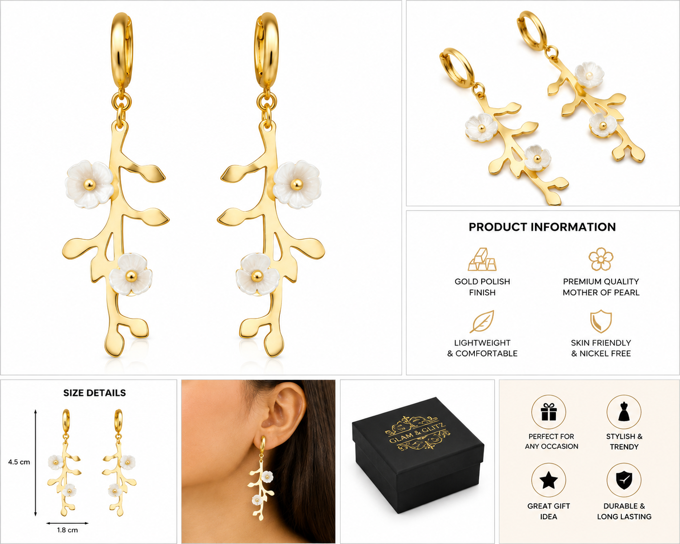 Antique Gold-Tone Long Tassel Earrings with Green Stone, Pearl Drops & Peacock Motif
