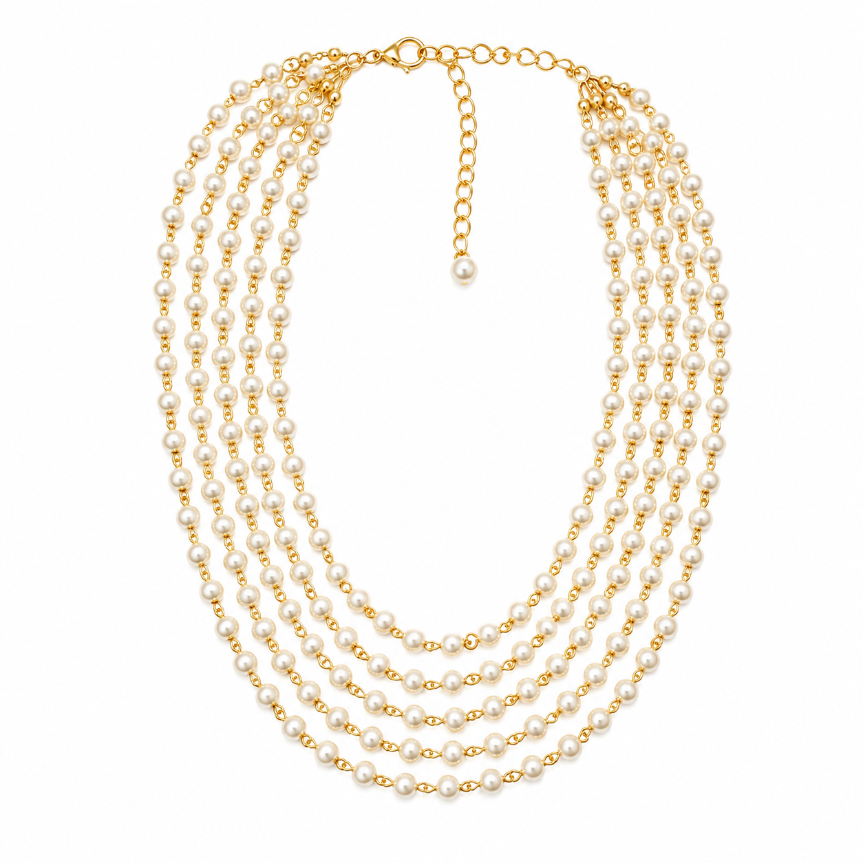 Multi-Strand Pearl & Gold-Tone Layered Necklace