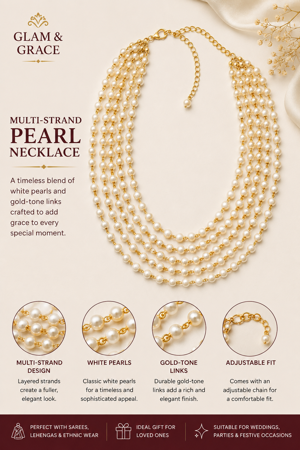 Multi-Strand Pearl & Gold-Tone Layered Necklace