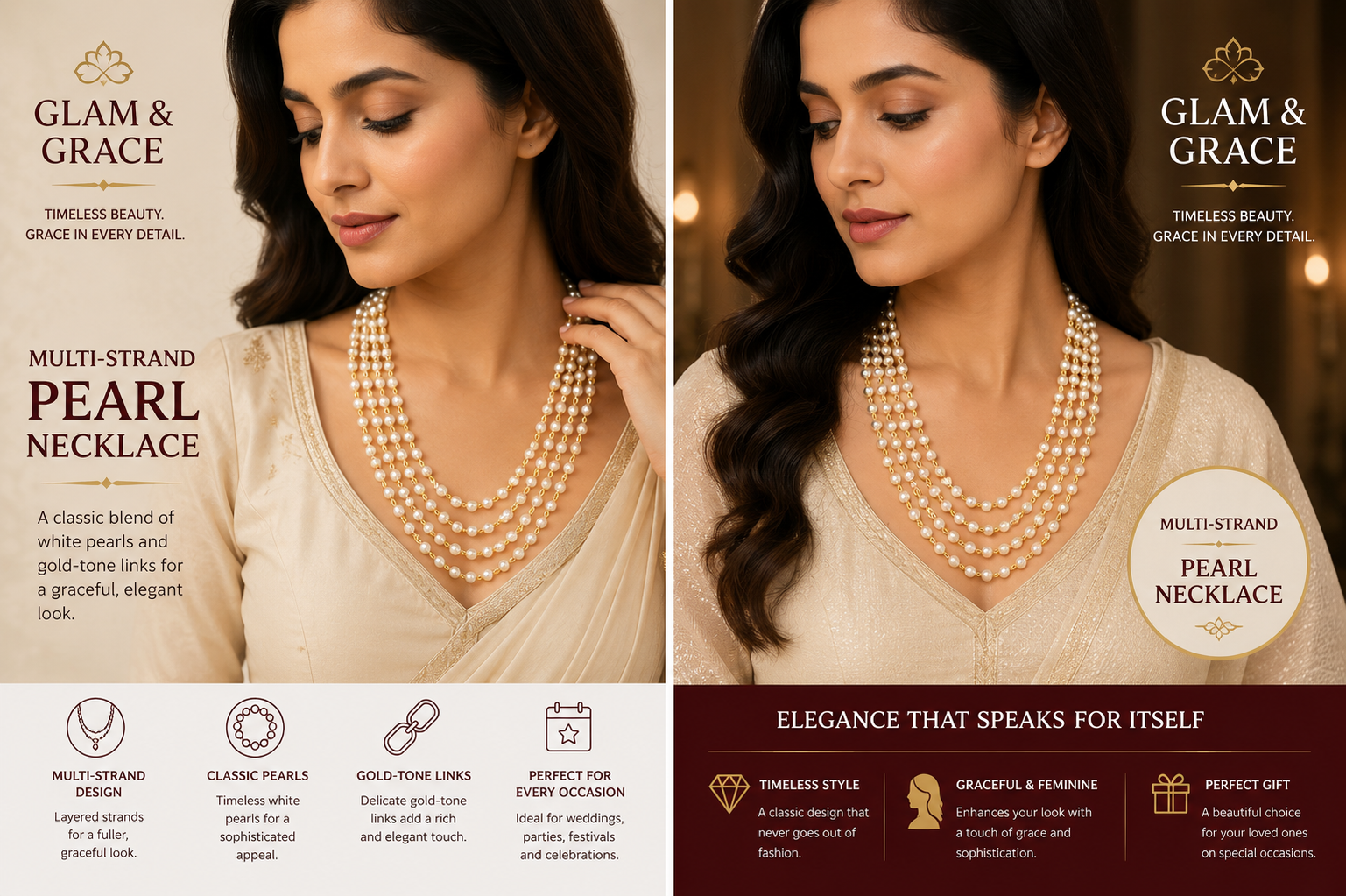 Multi-Strand Pearl & Gold-Tone Layered Necklace