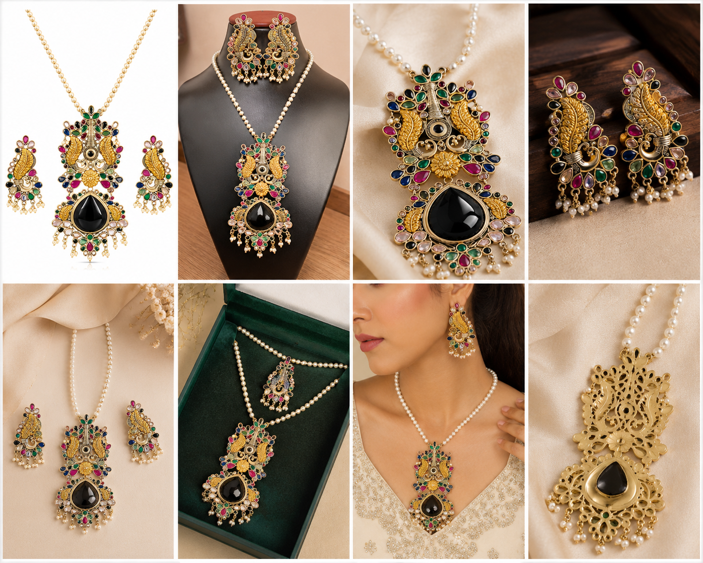 Multicolor Peacock Pendant Necklace & Earrings Set