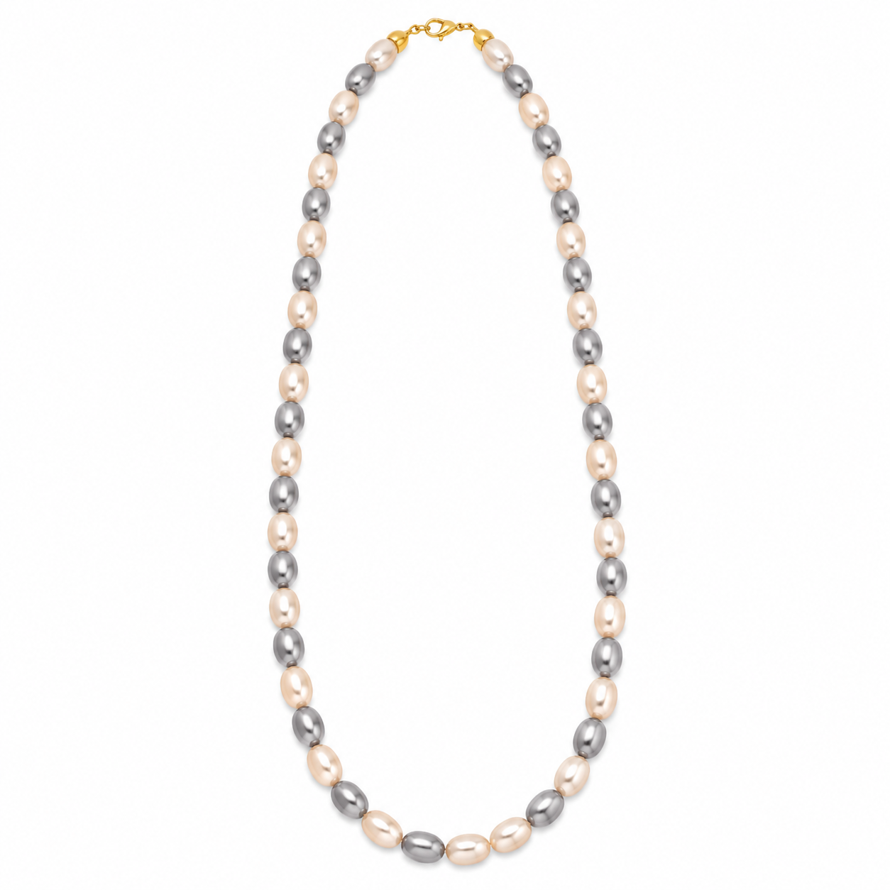 Cream & Grey Pearl Beaded Necklace