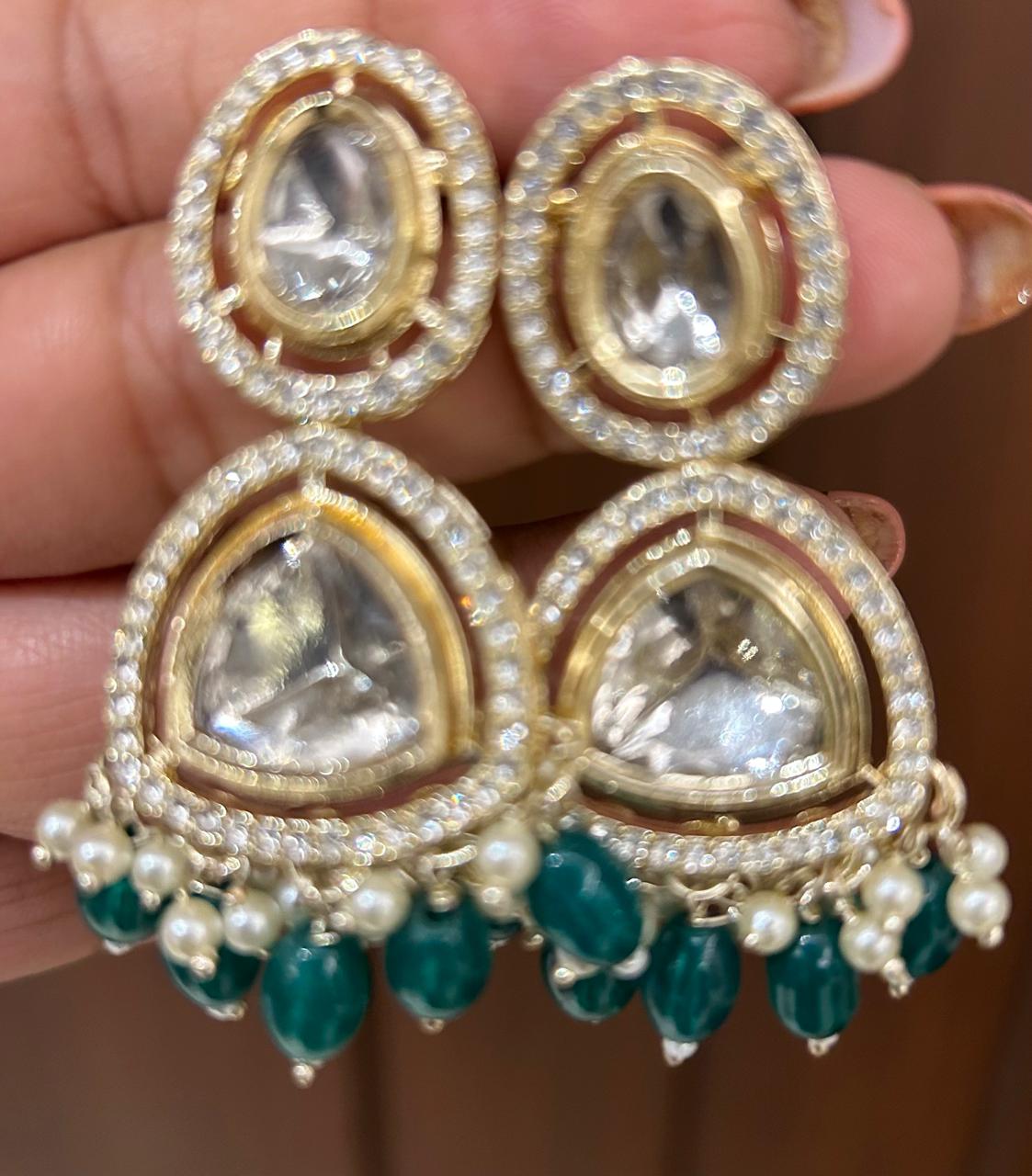 Ethnic Diamond Pearl Earing