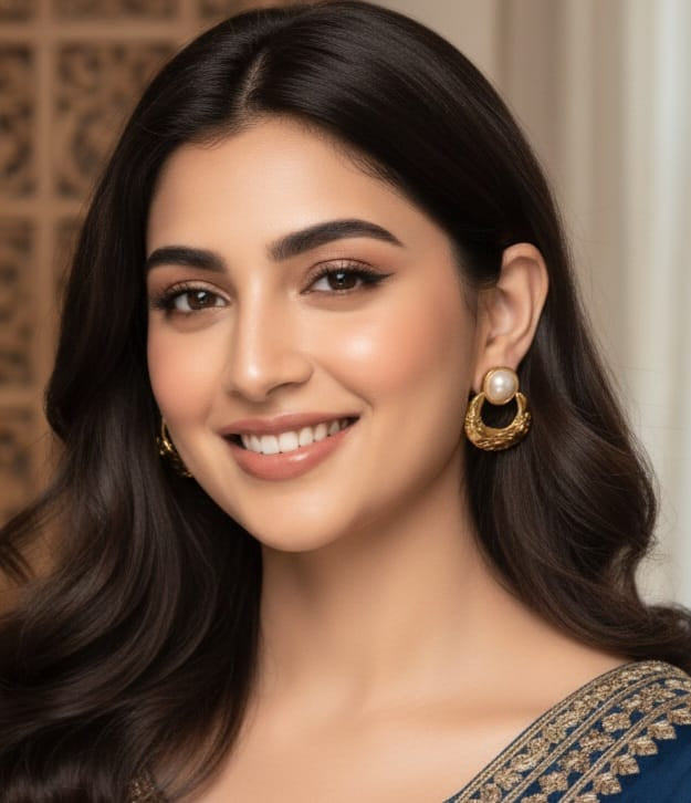 Elegant Gold Hoop Earrings with Pearl Stud Accent