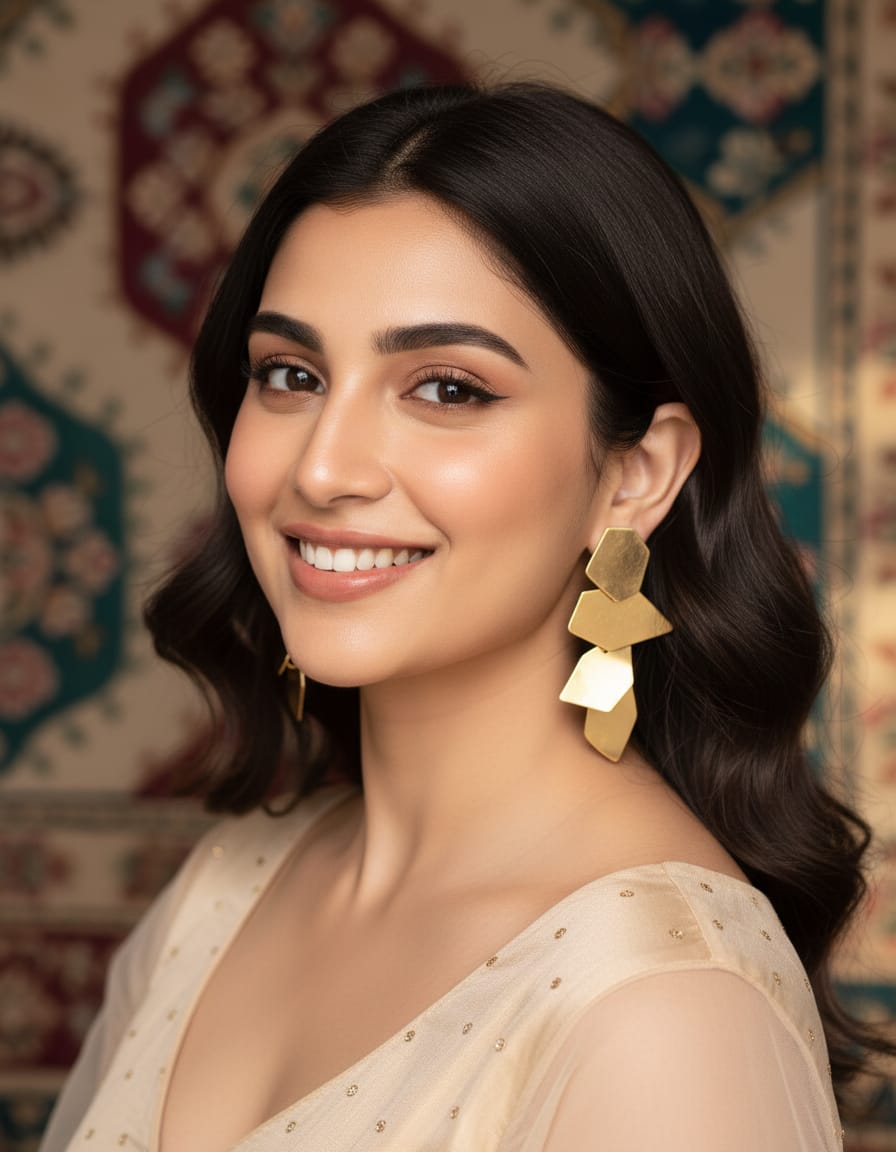 Glam & Glitz Contemporary Gold Geometric Drop Earrings