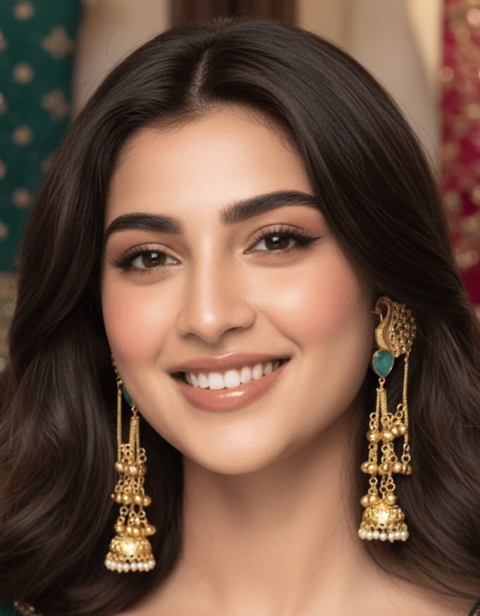 Kashmiri Jhumka with untarnish golden polish