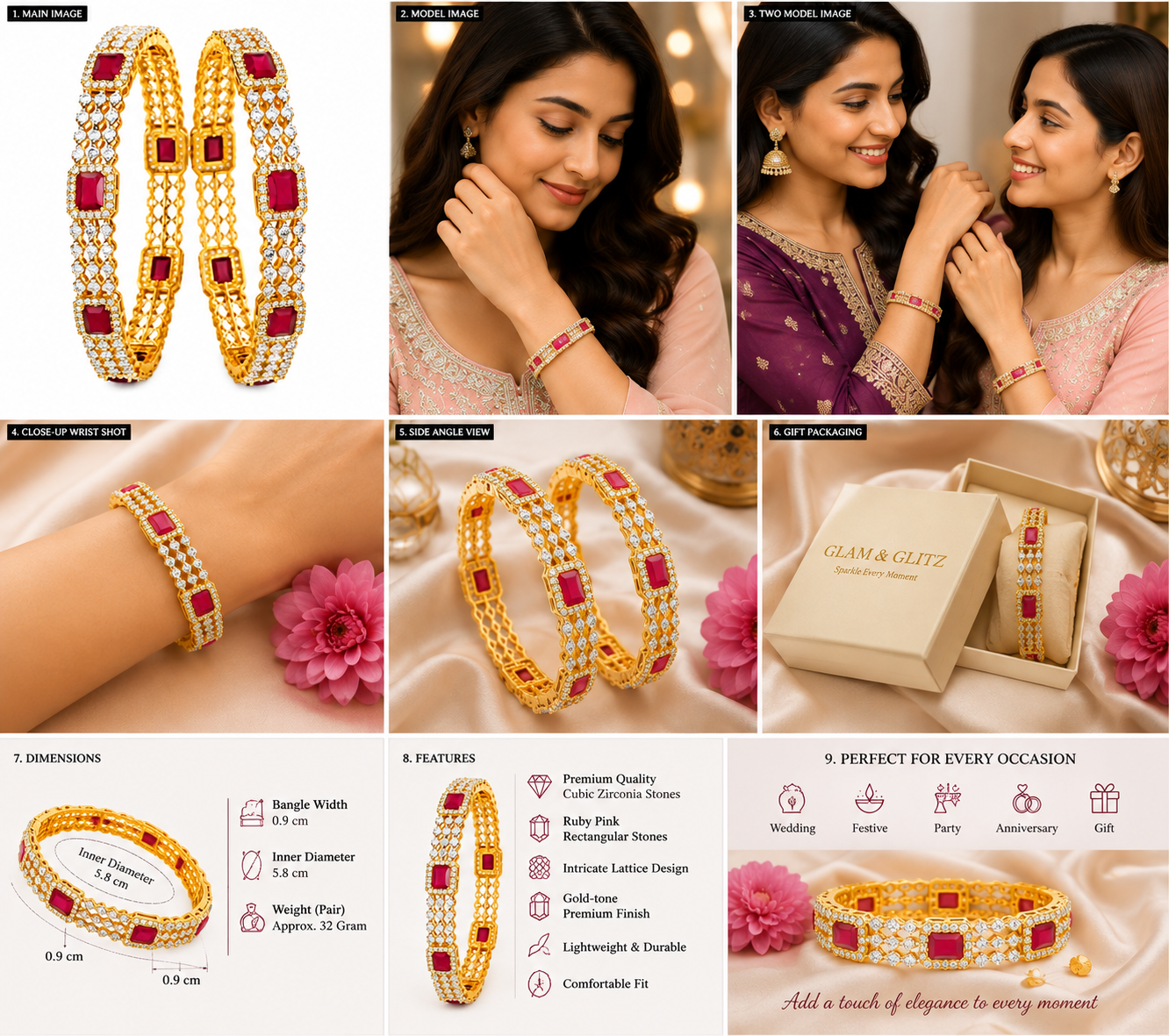 Ruby Red Crystal Bracelet