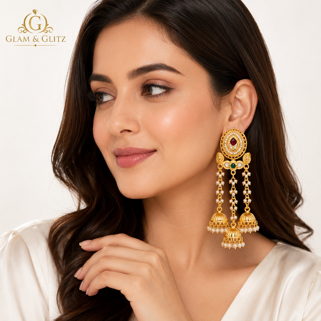 Royal Trinity Jhumka Long Earrings