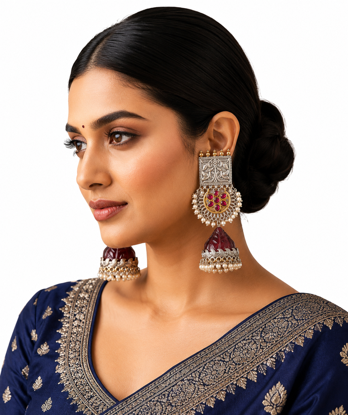 Crimson Heritage Jhumka Earrings